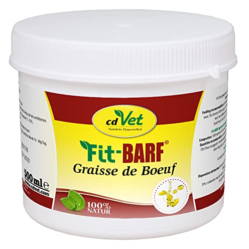cdVet Fit-BARF Rinderfett 500 ml - BARF Nahrungsergänzung mit reinem Rinderfett zur Gesundheit von Leber, Nieren, Haut und Stoffwechsel von Hunden und Katzen von cdVet