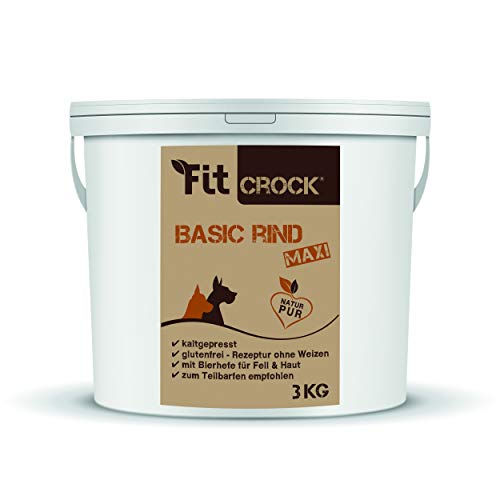 cdVet Fit-Crock Hundefutter trocken Basic Rind Maxi 3 kg, getreidefrei von cdVet