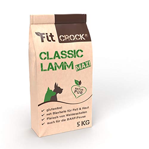 cdVet Fit-Crock Hundefutter trocken Classic Lamm Maxi 5 kg, glutenfrei von cdVet