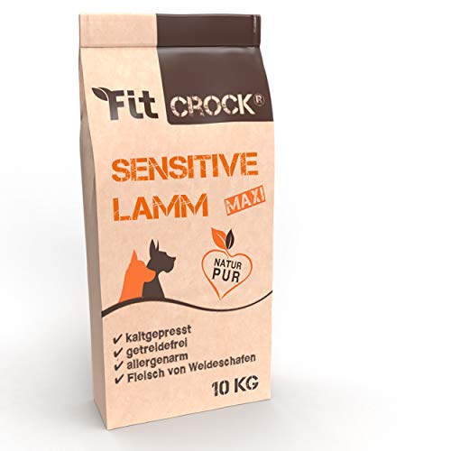 cdVet Fit-Crock Hundefutter trocken Sensitive Lamm Maxi 10 kg, getreidefrei von cdVet