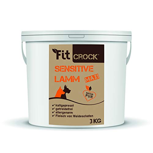 cdVet Fit-Crock Hundefutter trocken Sensitive Lamm Maxi 3 kg, getreidefrei von cdVet