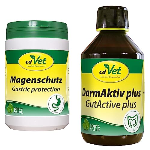 cdVet Magenschutz 400g - Pulver zur Förderung der Gesundheit von Magen und Darm für Hunde und Katzen & Naturprodukte DarmAktiv Plus 250 ml - Hund von cdVet