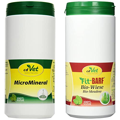 cdVet MicroMineral Hund & Katze 1000g - Nahrungsergänzung für Haustiere mit Mineralstoffen und Spurenelementen & Naturprodukte Fit-Barf Bio-Wiese 700 g - Hunde - Bio-Kräuter-Kombination von cdVet