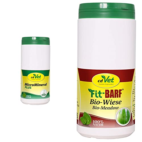 cdVet MicroMineral plus Hund & Katze, 1er Pack (1 x 1 kg) & Naturprodukte Fit-BARF Bio-Wiese 700 g - Hunde - Bio-Kräuter-Kombination - Quelle für Mineralien, Vitamine und Spurenelemente von cdVet