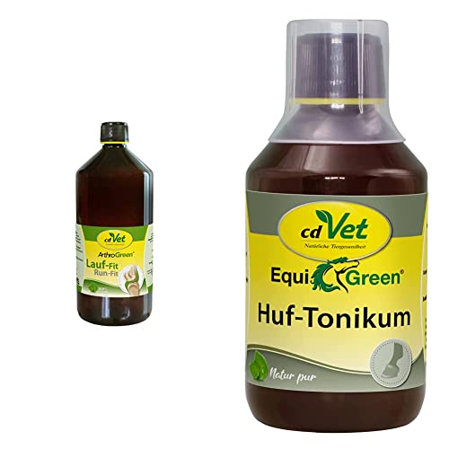 cdVet Naturprodukte ArthroGreen Lauf-Fit 1l - Nahrungsergänzung zur Unterstützung der Gelenke für Pferd, Hund und Katze mit Kräutern & EquiGreen Huftonikum von cdVet