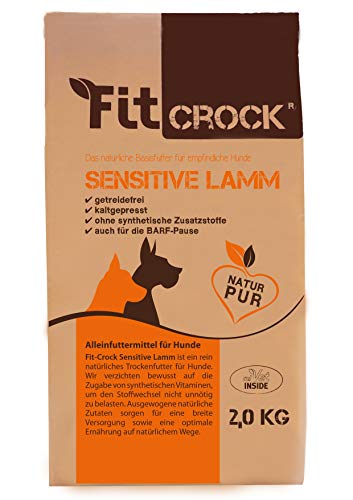 cdVet Fit-Crock Hundefutter trocken Sensitive Lamm Mini 2 kg, getreidefrei von cdVet