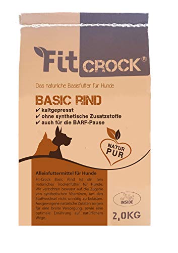 cdVet Fit-Crock Hundefutter trocken Basic Rind Mini 2 kg, getreidefrei von cdVet
