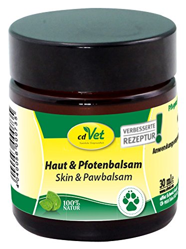 cdVet Naturprodukte Haut & Pfotenbalsam 30 ml - Hund - Pflegemittel - überempfindliche + trockene + schuppige Haut - Schutz vor Umwelteinflüssen - Haut + Pfotenschutz - Gesundheit - 100% Natur - cdVet Naturprodukte Haut & Pfotenbalsam 30 ml - Hund - Pflegemittel - überempfindliche + trockene + schuppige Haut - Schutz vor Umwelteinflüssen - Haut + Pfotenschutz - Gesundheit - 100% Natur - von cdVet