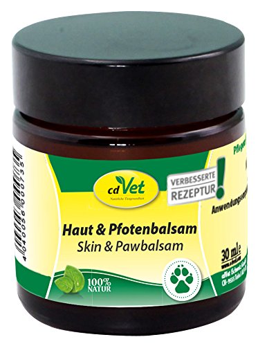 cdVet Naturprodukte Haut & Pfotenbalsam 30 ml - Hund - Pflegemittel - überempfindliche + trockene + schuppige Haut - Schutz vor Umwelteinflüssen - Haut + Pfotenschutz - Gesundheit - 100% Natur - von cdVet