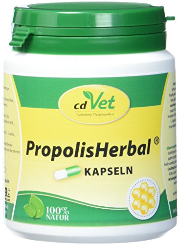 cdVet Naturprodukte PropolisHerbal 100 Kapseln - Hund, Katze, Kleintiere - Ergänzungsfuttermittel - Stärkung des Immunsystems + Vitalität für den Organismus - Vitaminversorger - Organunterstützung - von cdVet