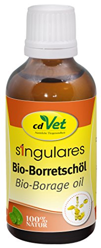 cdVet Naturprodukte Singulares Bio-Borretschöl 50 ml - Hund, Katze - unterstützt natürliche Hormonbalance+Stoffwechsel+Hautstoffwechsel - reich an ungesättigten Fettsäuren - 100% biologisch - von cdVet