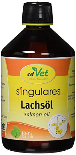 cdVet Naturprodukte Singulares Lachsöl 500 ml - Hund, Katze - Einzelfuttermittel - Zufuhr an Omega 3 Fettsäuren - Nährstoffe - Ergänzung zum Barfen - Wohlbefinden - rein natürliche Zutaten - von cdVet