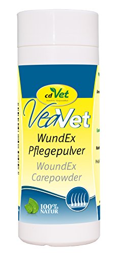 cdVet Naturprodukte VeaVet WundEx Pflegepuder 70 g - Hund, Katze, Pferd - Pflege + Feuchtigkeitsbindung - wundgeplagte + Ekzemen neigende Hautstellen - absorbiert + bindet - von cdVet