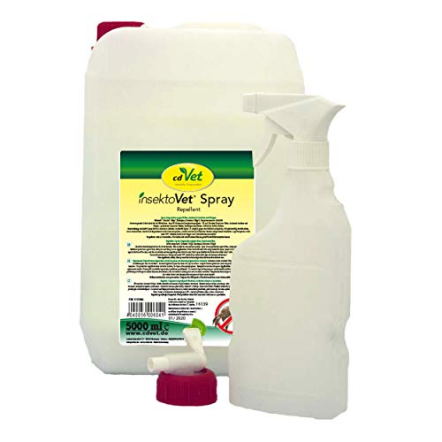 cdVet Naturprodukte cdVet insektoVet Spray (Kanister m. Hahn u. Flasche) 5 Liter- Hund - Katze - Schutz vor Flöhen, Insekten,Zecken,Milben u.v.m - Sofortschutz für alle Wirbeltiere - Parasitenbefall- von cdVet