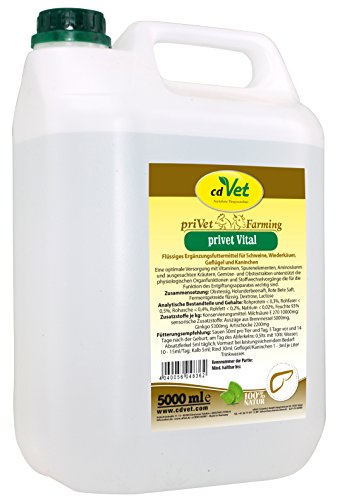 cdVet Naturprodukte privet Vital 5 Liter - Schwein, Esel, Geflügel, Kaninchen - flüssiges Ergänzungsfuttermittel - Unterstützung des Immunsystems + der Verdauungsorgane - gesundes Fell - Versorgung - cdVet Naturprodukte privet Vital 5 Liter - Schwein, Esel, Geflügel, Kaninchen - flüssiges Ergänzungsfuttermittel - Unterstützung des Immunsystems + der Verdauungsorgane - gesundes Fell - Versorgung - von cdVet