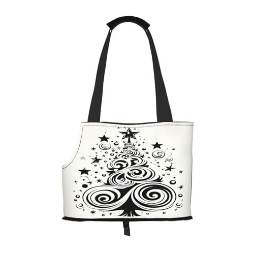 Art Black White Christmas Tree Pet Carrier for Small Dogs Cats Puppy Sturdy Dog Purse Versatile Cat Carrier Purse Soft Pet Travel Tote Bag von cfpolar