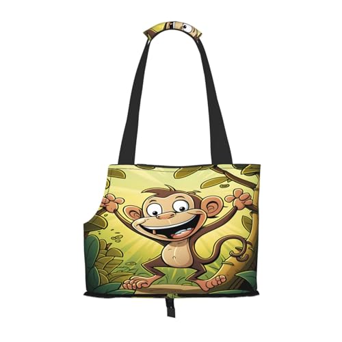 Cartoon Monkey Tropical Forest Pet Carrier for Small Dogs Cats Puppy Sturdy Dog Purse Vielseitige Cat Carrier Purse Soft Pet Travel Tote Bag von cfpolar