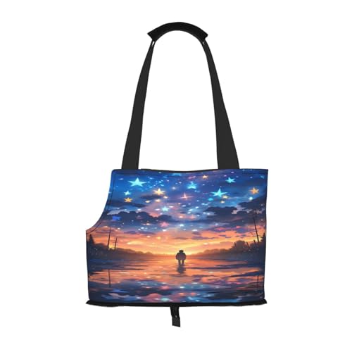 Comics Starry Sky See Reflection Pet Carrier for Small Dogs Cats Puppy Sturdy Dog Purse Versatile Cat Carrier Purse Soft Pet Travel Tote Bag von cfpolar