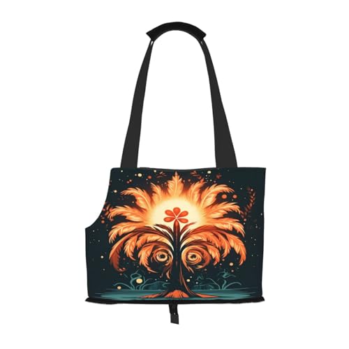 Folklore Palm Tree Flame Pet Carrier for Small Dogs Cats Puppy Sturdy Dog Purse Versatile Cat Carrier Purse Soft Pet Travel Tote Bag von cfpolar