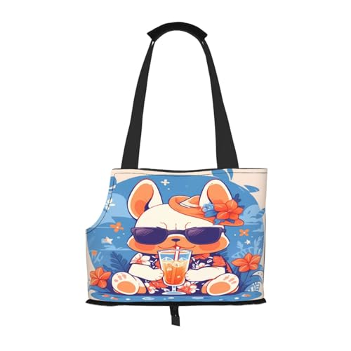 Hawaii Beach Cool Bunny Pet Carrier for Small Dogs Cats Puppy Sturdy Dog Purse Versatile Cat Carrier Purse Soft Pet Travel Tote Bag von cfpolar