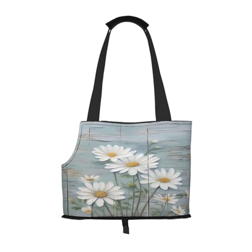 Oil Paiting Daisy Wood Panel Pet Carrier for Small Dogs Cats Puppy Sturdy Dog Purse Vielseitige Cat Carrier Purse Soft Pet Travel Tote Bag von cfpolar