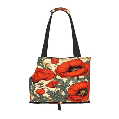 Poppy Retro Floral Pet Carrier for Small Dogs Cats Puppy Sturdy Dog Purse Versatile Cat Carrier Purse Soft Pet Travel Tote Bag von cfpolar