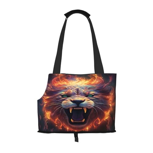 Psychedelic Fire Lion Head Pet Carrier for Small Dogs Cats Puppy Sturdy Dog Purse Versatile Cat Carrier Purse Soft Pet Travel Tote Bag von cfpolar