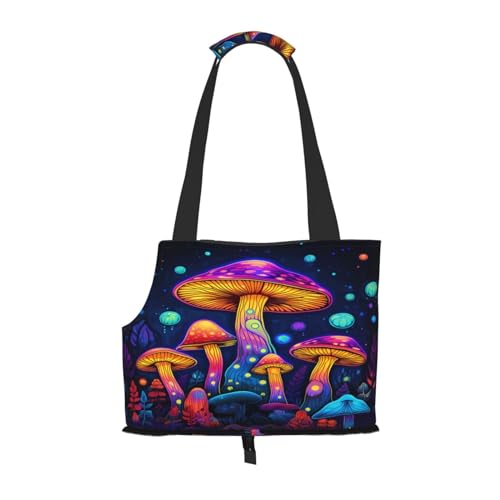 Psychedelic Mushrooms Forest Pet Carrier for Small Dogs Cats Puppy Sturdy Dog Purse Versatile Cat Carrier Purse Soft Pet Travel Tote Bag von cfpolar
