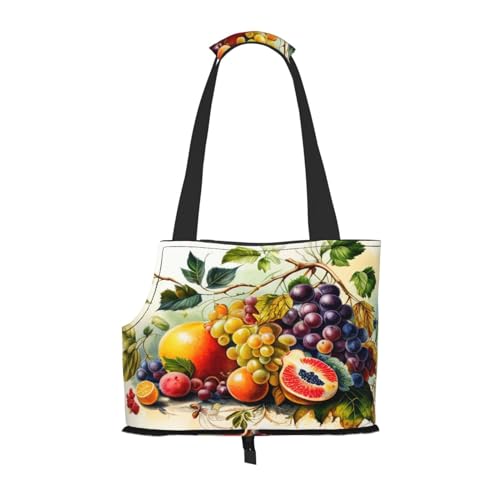 Retro Fruits Painting Pet Carrier for Small Dogs Cats Puppy Sturdy Dog Purse Versatile Cat Carrier Purse Soft Pet Travel Tote Bag von cfpolar