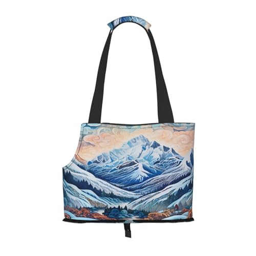 Snowy Mountains Painting Pet Carrier for Small Dogs Cats Puppy Sturdy Dog Purse Versatile Cat Carrier Purse Soft Pet Travel Tote Bag von cfpolar