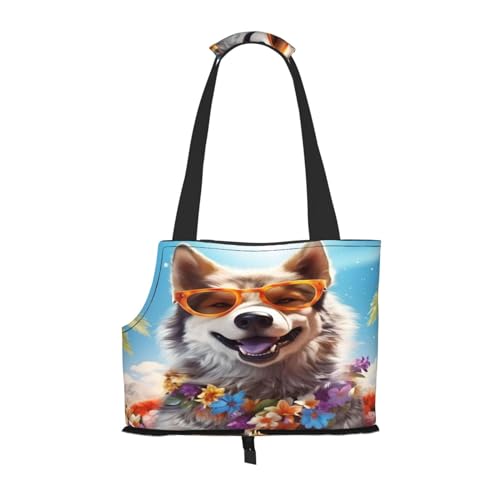 Sunny Day Cool Wolf Pet Carrier for Small Dogs Cats Puppy Sturdy Dog Purse Vielseitige Cat Carrier Purse Soft Pet Travel Tote Bag von cfpolar