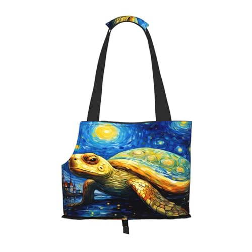 The Starry Night Turtle Pet Carrier for Small Dogs Cats Puppy Sturdy Dog Purse Versatile Cat Carrier Purse Soft Pet Travel Tote Bag von cfpolar