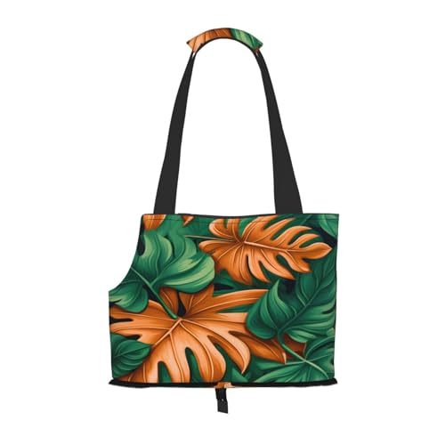 Tropical Green Orange Leaves Pet Carrier for Small Dogs Cats Puppy Sturdy Dog Purse Vielseitige Cat Carrier Purse Soft Pet Travel Tote Bag von cfpolar