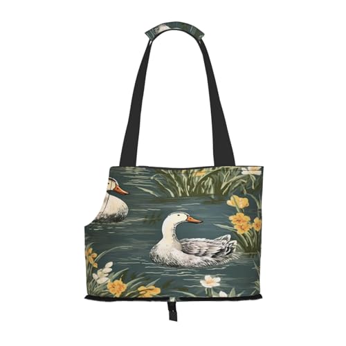Vintage River Duck Flower Pet Carrier for Small Dogs Cats Puppy Sturdy Dog Purse Vielseitige Cat Carrier Purse Soft Pet Travel Tote Bag von cfpolar