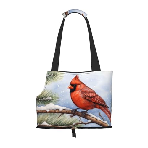Watercolor Cardinal Pine Branch Pet Carrier for Small Dogs Cats Puppy Sturdy Dog Purse Versatile Cat Carrier Purse Soft Pet Travel Tote Bag von cfpolar