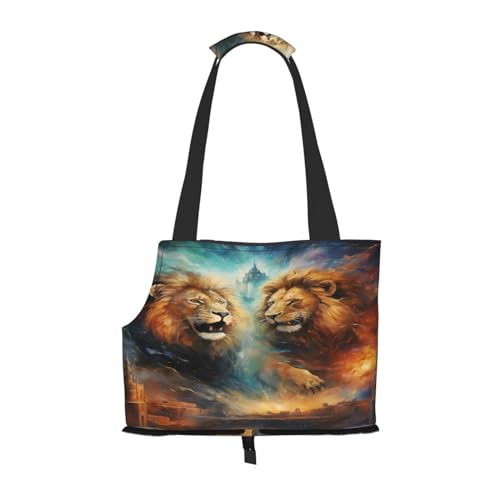 Watercolor Mythical Lion Pet Carrier for Small Dogs Cats Puppy, Sturdy Dog Purse Versatile Cat Carrier Purse Soft Pet Travel Tote Bag von cfpolar