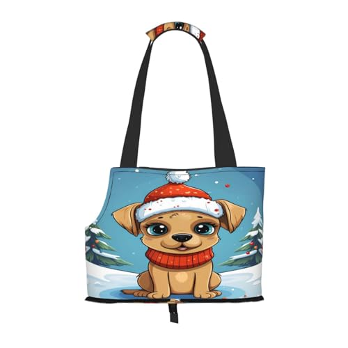 Weihnachts-Cartoon-Hundetragetasche für kleine Hunde, Katzen, Welpen, robuste Hunde-Geldbörse, vielseitige Katzen-Tragetasche, weiche Haustier-Reise-Tragetasche von cfpolar