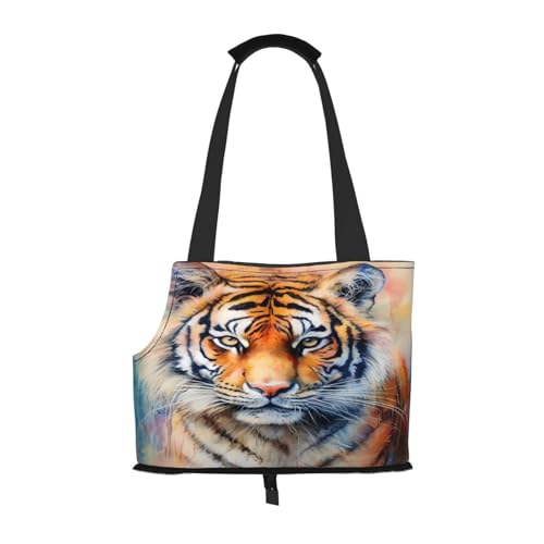 Wild Animal Tiger Pet Carrier for Small Dogs Cats Puppy Sturdy Dog Purse Versatile Cat Carrier Purse Soft Pet Travel Tote Bag von cfpolar
