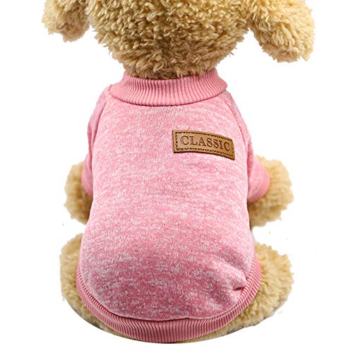 cfpqv Pullover Hundekleidung Haustier Teddy Katze Welpen warme Wolle Zweibeinige Haustierkleidung Strickpullover Hund 60 cm (Pink, M) von cfpqv