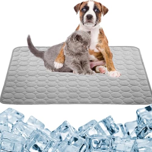2 Stück Kühlmatte für Hunde, wasserdichte Kühlmatte, Schlafmatten für Hunde und Katze in Käfigen, maschinenwaschbar,langlebig,weich, selbstkühlend (40x30 cm,Grau) von champracer