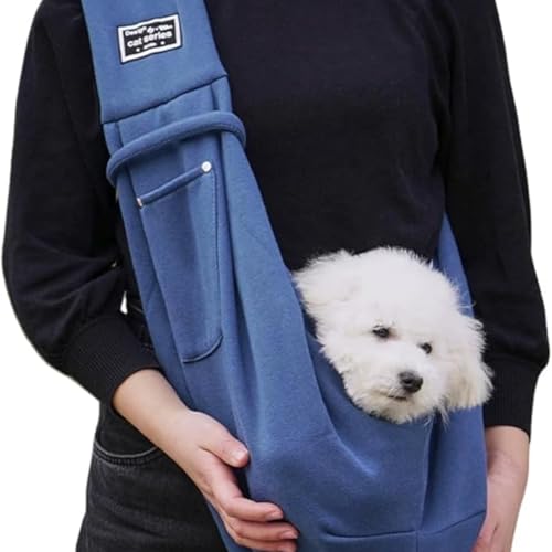 Hundetragetasche, Freihändig Hundeschlinge Tragetasche, für Hunde und andere Haustiere bis 7.5 kg, für Spaziergang Aktivitäten im Freien und Ausflüge (75x65x30 cm,Blau) von champracer