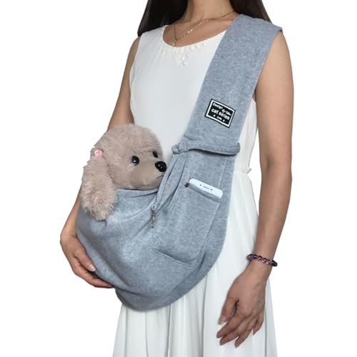 Hundetragetasche, Freihändig Hundeschlinge Tragetasche, für Hunde und andere Haustiere bis 7.5 kg, für Spaziergang Aktivitäten im Freien und Ausflüge (75x65x30 cm,Silberfarben) von champracer
