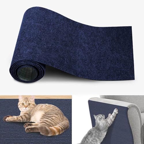 Katzen Kratzmatte, Selbstklebende Kratzmatte FüR Katzen, Kratzbretter Katze Wand, Kratzteppich Katze Wand Kratzschutz Sofa Katze DIY Climbing Langlebiger Heimtierbedarf (Dunkelblau,30x100 cm) von champracer