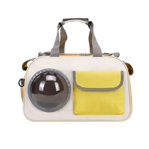 Katzen- und Hundetransportrucksack Katzen Rucksack Träger mit transparentem Fenster und Reißverschluss für Kleine Medium Katze Welpen Hund (Gelb,45 * 28 * 26cm) von champracer