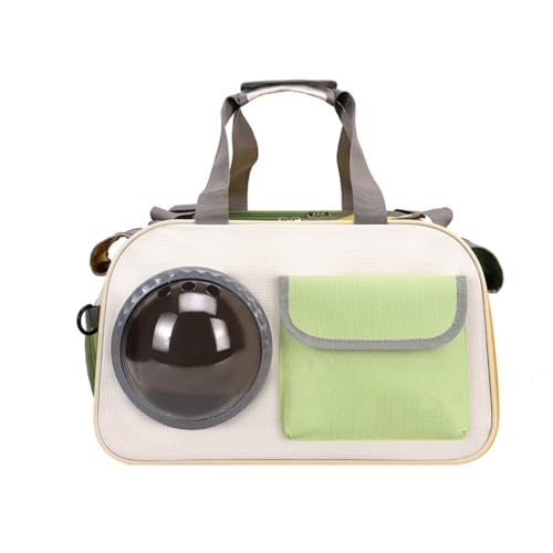 Katzen- und Hundetransportrucksack Katzen Rucksack Träger mit transparentem Fenster und Reißverschluss für Kleine Medium Katze Welpen Hund (Grün,45 * 28 * 26cm) von champracer