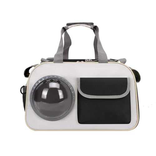 Katzen- und Hundetransportrucksack Katzen Rucksack Träger mit transparentem Fenster und Reißverschluss für Kleine Medium Katze Welpen Hund (Schwarz,45 * 28 * 26cm) von champracer