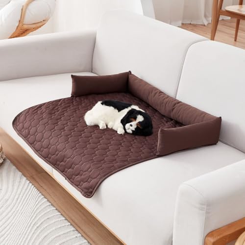 Kühlbett für Hunde, Kühlmatte für Den Sommer, Vier Jahreszeiten Universal KüHlpad Aus Eisseide, Hunde Katze Kühlmatte, für Zuhause Unterwegs Oder im Auto, Wasserdicht Faltbar (Braun,90x135 cm) von champracer
