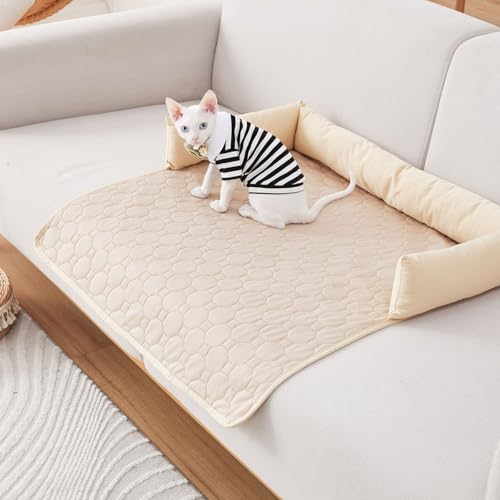 Kühlbett für Hunde, Kühlmatte für Den Sommer, Vier Jahreszeiten Universal KüHlpad Aus Eisseide, Hunde Katze Kühlmatte, für Zuhause Unterwegs Oder im Auto, Wasserdicht Faltbar (Kaki,90x135 cm) von champracer