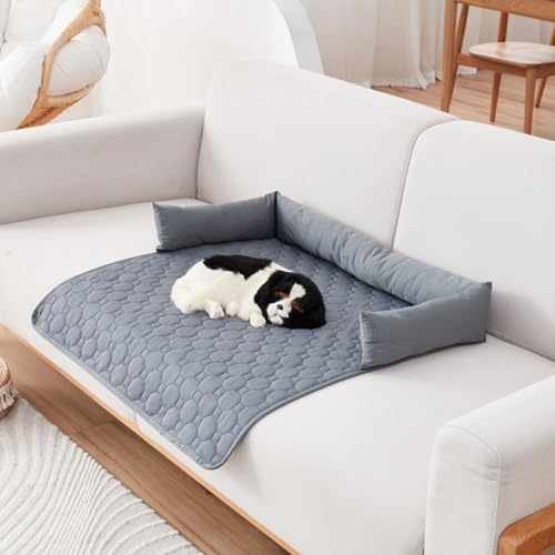 Kühlbett für Hunde, Kühlmatte für Den Sommer, Vier Jahreszeiten Universal KüHlpad Aus Eisseide, Hunde Katze Kühlmatte, für Zuhause Unterwegs Oder im Auto, Wasserdicht Faltbar (Dunkelgrau,90x135 cm) von champracer