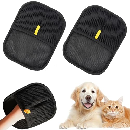 champracer 2 Stück Fellmagnet Handschuhe,Wiederverwendbare Pet Hair Remover Glove Für die Pflege und Entfernung,Pet Hair Remover Glove,Tierhaar Entfernungs Handschuhe für Fellpflege (2 Stück) von champracer